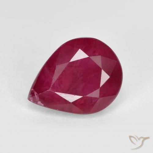 1.12ct 天然 ミディアムレッド ルビー, 洋梨の形, SI