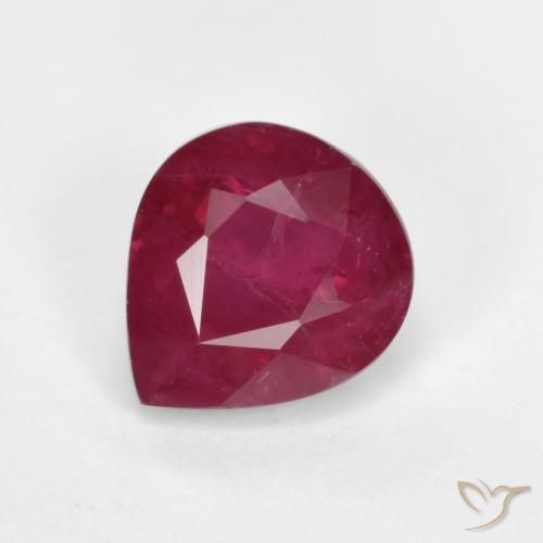 1.24ct 天然 ミディアムレッド ルビー, 洋梨の形, SI
