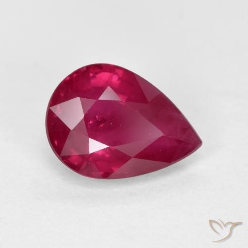 1.01ct 天然 ミディアムダークレッド ルビー, 洋梨の形, VS-SI