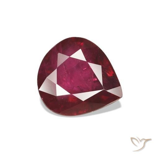 1.15カラットの天然ダークレッドルビー、洋梨の形、VS-SI