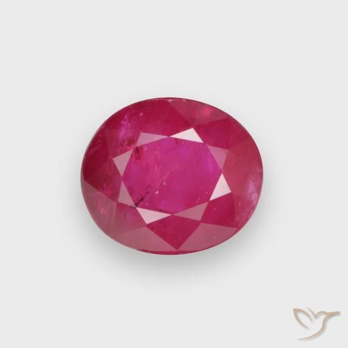 1.00ct 天然 薄いレッド ルビー, 楕円形, VS-SI