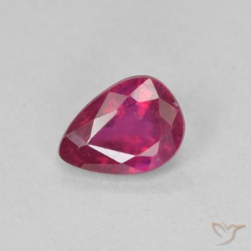0.93ct 天然 薄いレッド ルビー, 洋梨の形, VS-SI