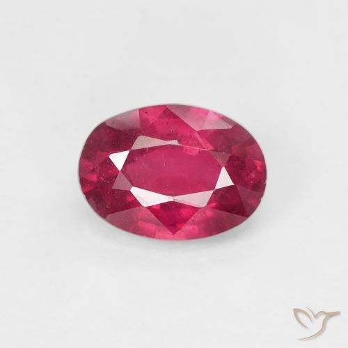 1.08ct 天然 Medium Dark-Red ルビー, 楕円形, VS