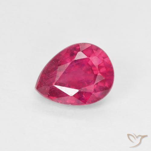 0.90ct 天然 ピンクがかったレッド ルビー, 洋梨の形, VS