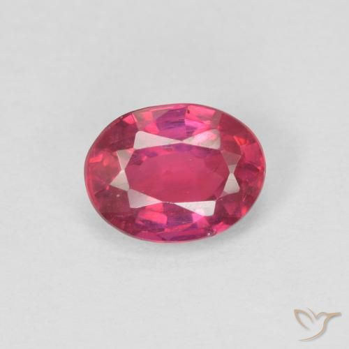 0.99ct 天然 薄いレッド ルビー, 楕円形, VS-SI