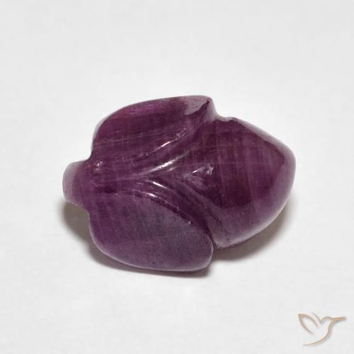 4.58カラットの天然Medium Dark-Purpleルビー、フラワーカット、オペーク