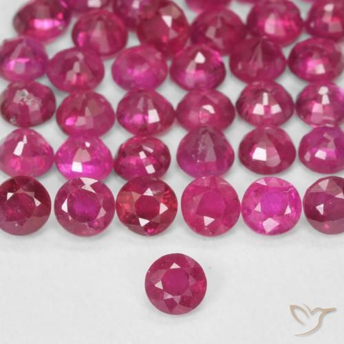 0.14ct 天然 ピンクがかったレッド ルビー, ラウンド, VS-SI