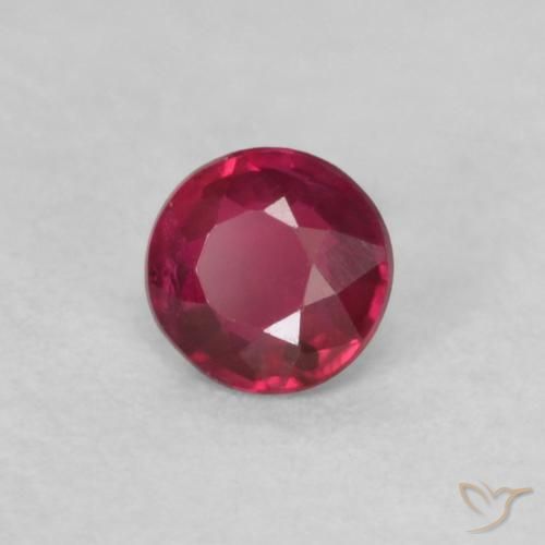 0.17カラットの天然ピンクがかったレッドルビー、ラウンド、VS