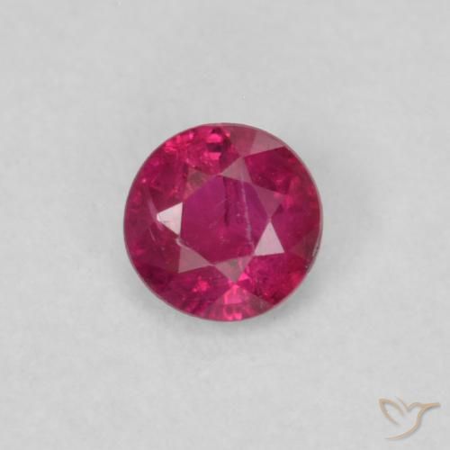 0.19ct 天然 薄いレッド ルビー, ラウンド, SI-I1