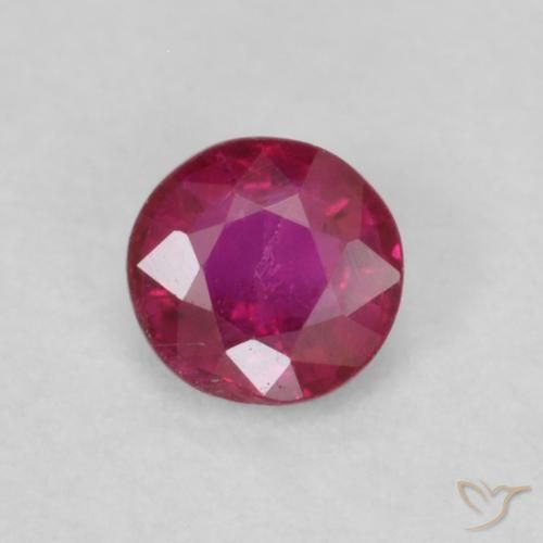 0.25ct 天然 濃いレッドワイン ルビー, ラウンド, SI-I1