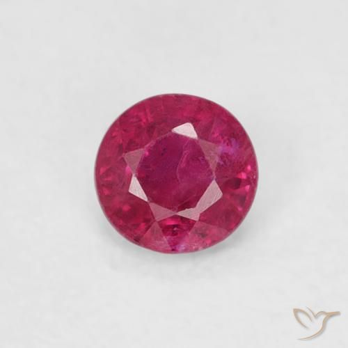 0.25ct 天然 ピンクがかったレッド ルビー, ラウンド, SI-I1