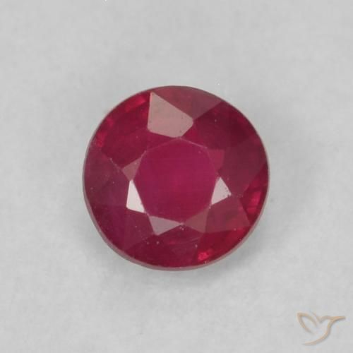 0.22ct 天然 Medium Dark-Red ルビー, ラウンド, VS