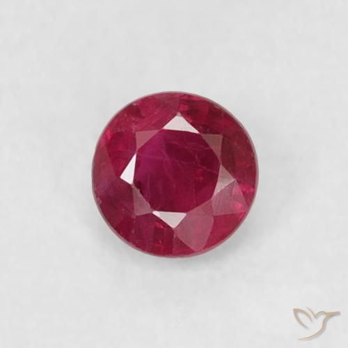 0.20ct 天然 Medium Dark-Red ルビー, ラウンド, VS