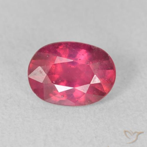 1.08ct 天然 ピンクがかったレッド ルビー, 楕円形, VS