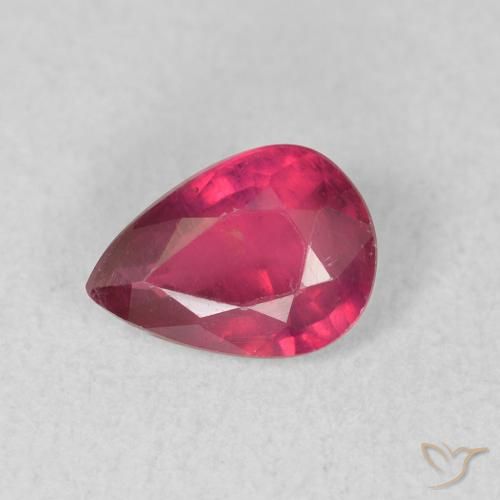 0.90ct 天然 薄いレッド ルビー, 洋梨の形, VS