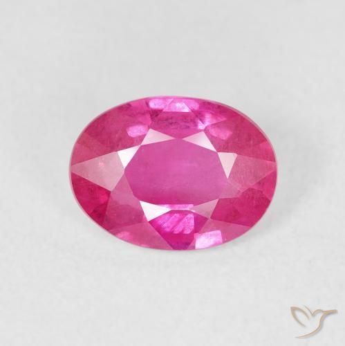1.55カラットの天然Medium Dark-Pinkルビー、楕円形、VS-SI