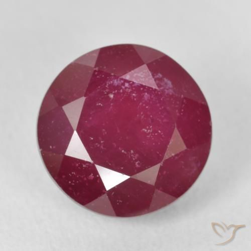 5.93ct 天然 濃い赤みがかったピンク ルビー, ラウンド, VS-SI