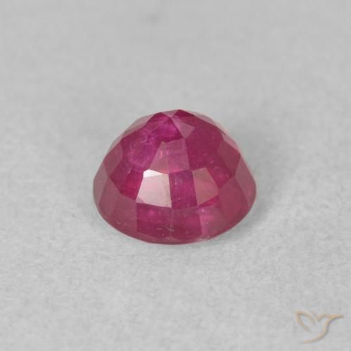 1.21カラットの天然赤みがかったピンクルビー、ラウンド、VS-SI