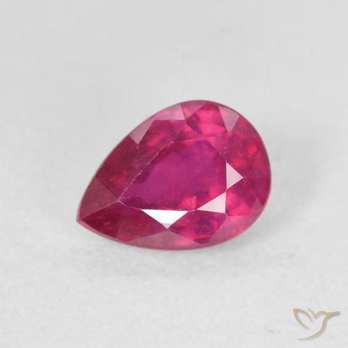 1.11ct 天然 薄いレッド ルビー, 洋梨の形, VS