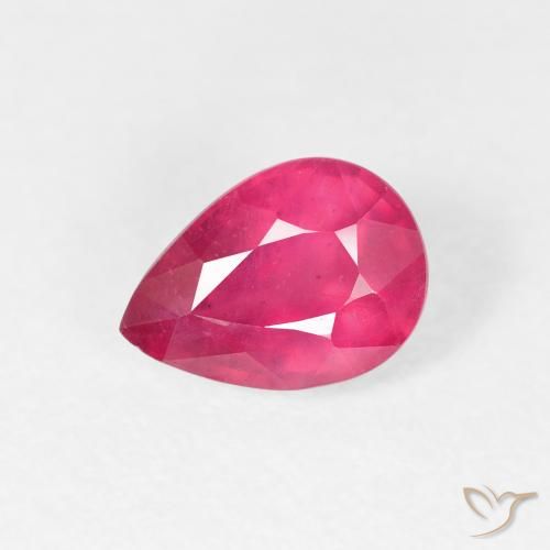1.18ct 天然 ピンクがかったレッド ルビー, 洋梨の形, VS-SI