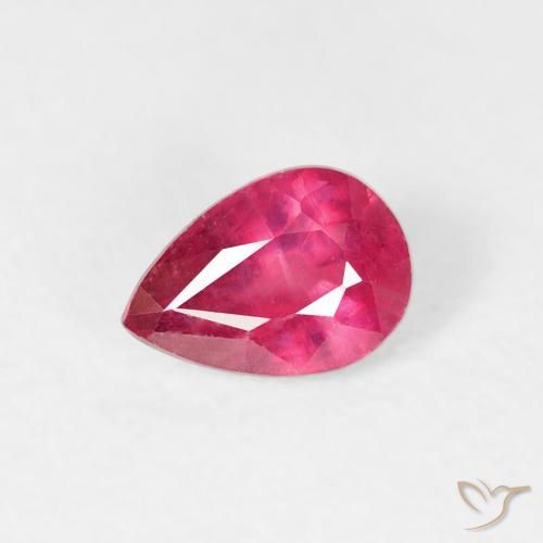 0.63ct 天然 薄いレッド ルビー, 洋梨の形, VS-SI