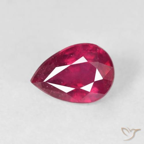 1.12ct 天然 Medium Dark-Red ルビー, 洋梨の形, VS-SI