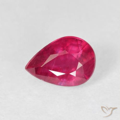 1.22ct 天然 薄いレッド ルビー, 洋梨の形, VS-SI