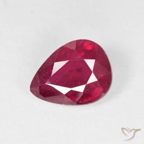 1.58ct 天然 Medium Dark-Red ルビー, 洋梨の形, VS-SI