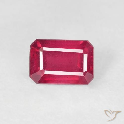 1.08ct 天然 ジャム・レッド ルビー, エメラルドカット, VS