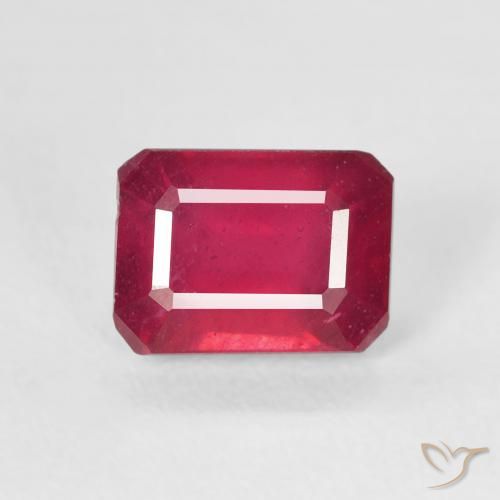 1.74ct 天然 ジャム・レッド ルビー, エメラルドカット, VS