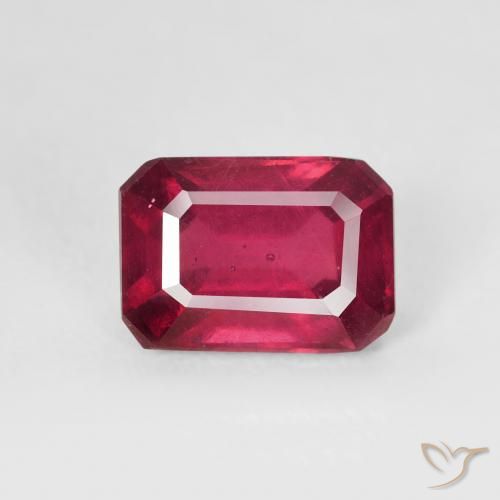1.49ct 天然 ダークレッド ルビー, エメラルドカット, VS
