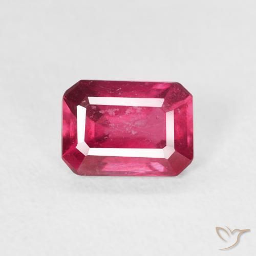1.08ct 天然 濃い赤みがかったピンク ルビー, エメラルドカット, VS