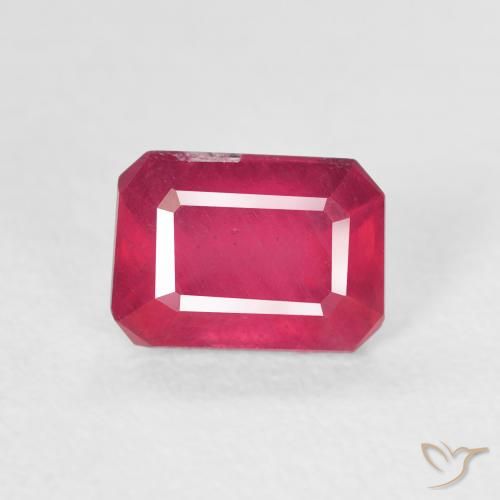 1.50ct 天然 薄いレッド ルビー, エメラルドカット, SI