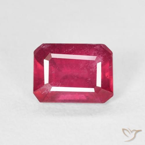 1.59ct 天然 Medium Dark-Red ルビー, エメラルドカット, VS
