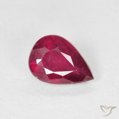 1.03ct 天然 Medium Dark-Red ルビー, 洋梨の形, VS-SI