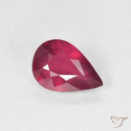0.97ct 天然 濃い赤みがかったピンク ルビー, 洋梨の形, VS-SI