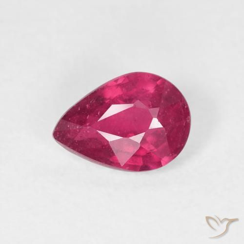 0.91ct 天然 薄いレッド ルビー, 洋梨の形, VS-SI