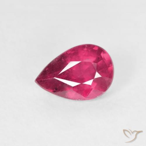 0.89ct 天然 薄いレッド ルビー, 洋梨の形, VS-SI