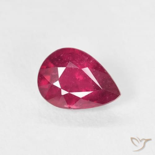 1.02ct 天然 Medium Dark-Red ルビー, 洋梨の形, VS-SI