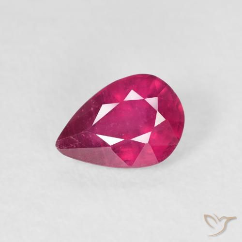 0.87ct 天然 薄いレッド ルビー, 洋梨の形, VS-SI
