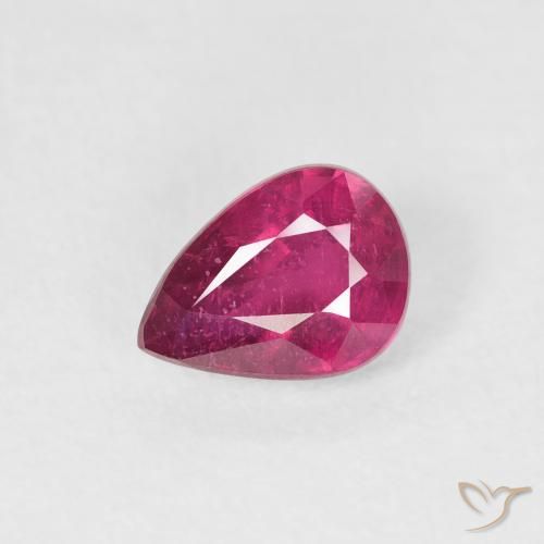 0.84ct 天然 薄いレッド ルビー, 洋梨の形, VS-SI