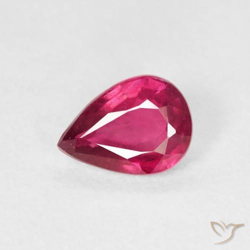 0.86ct 天然 薄いレッド ルビー, 洋梨の形, VS-SI