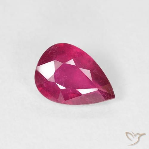 0.93ct 天然 薄いレッド ルビー, 洋梨の形, VS-SI
