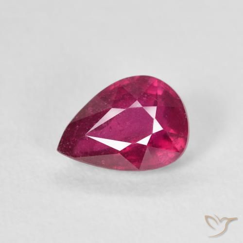 1.08ct 天然 薄いレッド ルビー, 洋梨の形, VS-SI
