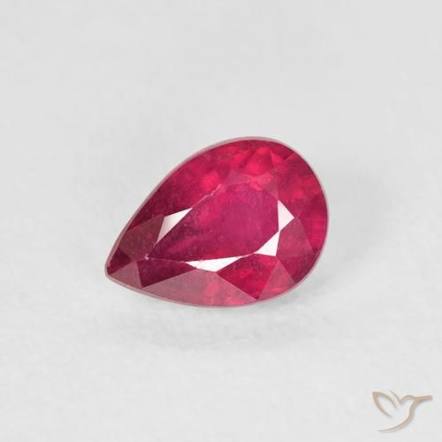 0.85ct 天然 ピンクがかったレッド ルビー, 洋梨の形, VS-SI
