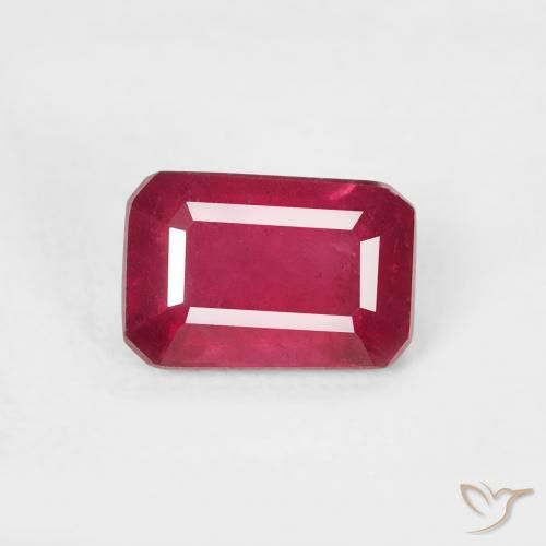 0.99ct 天然 ミディアムレッド ルビー, エメラルドカット, VS