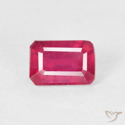 1.03ct 天然 薄いレッド ルビー, エメラルドカット, VS