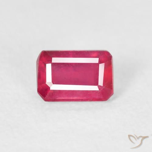 0.80ct 天然 ピンクがかったレッド ルビー, エメラルドカット, VS