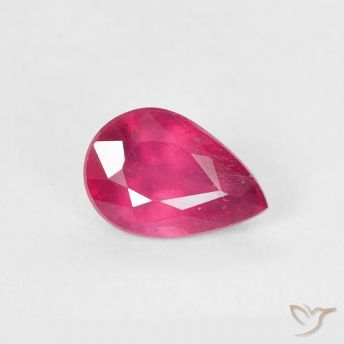 0.70ct 天然 薄いレッド ルビー, 洋梨の形, VS-SI