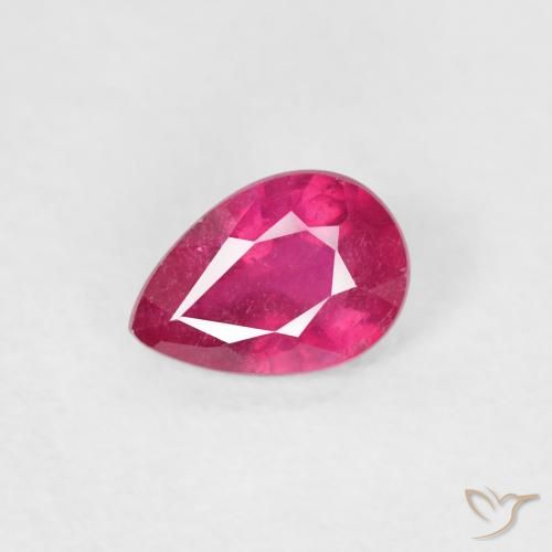 0.51ct 天然 ピンクがかったレッド ルビー, 洋梨の形, VS-SI